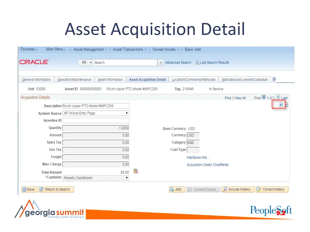 asset acquisition detail