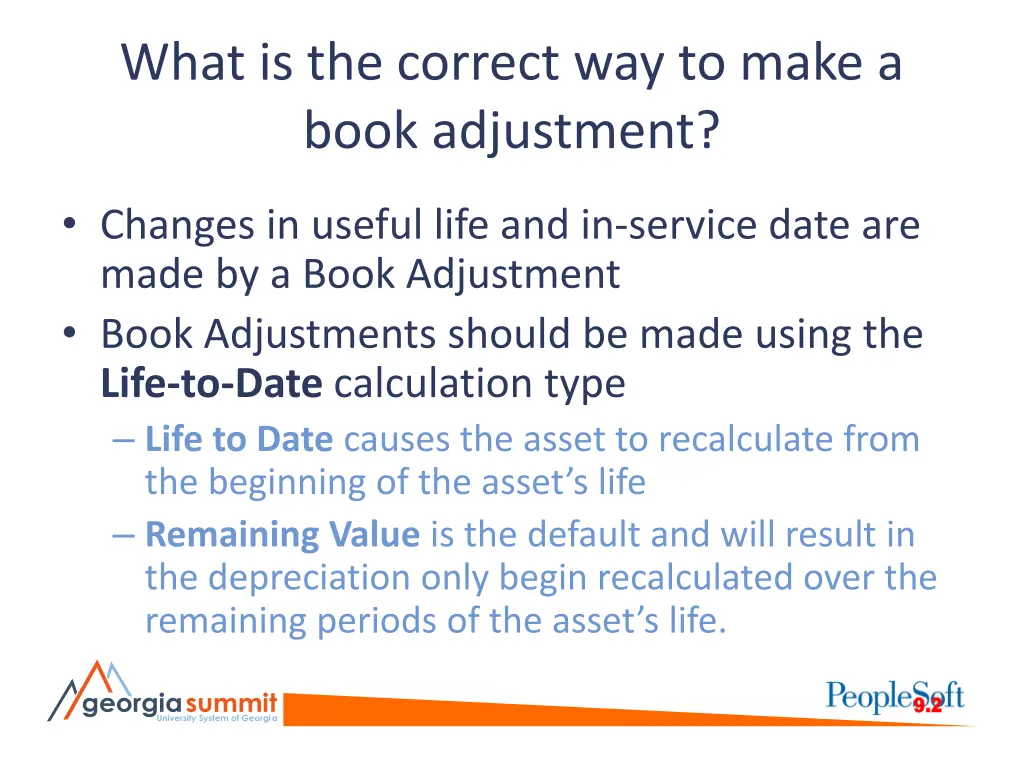 what is the correct way to make a book adjustment