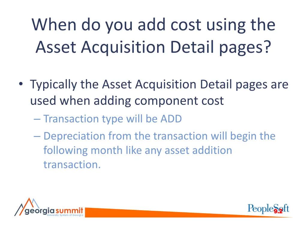 when do you add cost using the asset acquisition