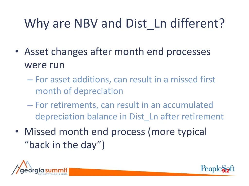 why are nbv and dist ln different