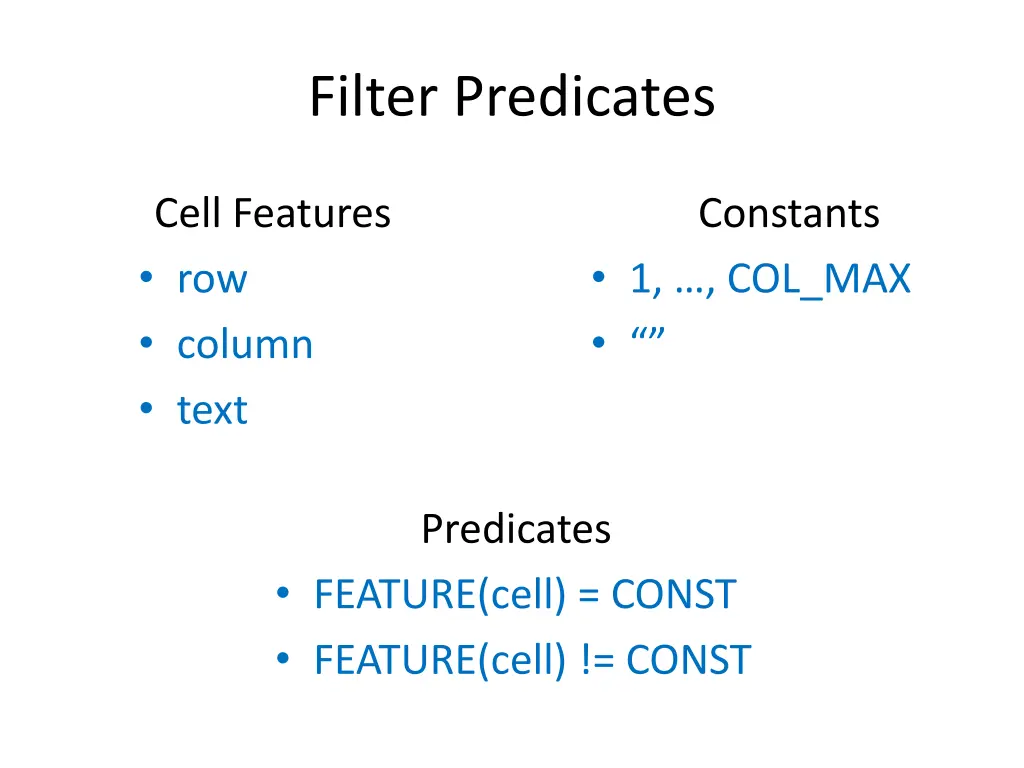 filter predicates