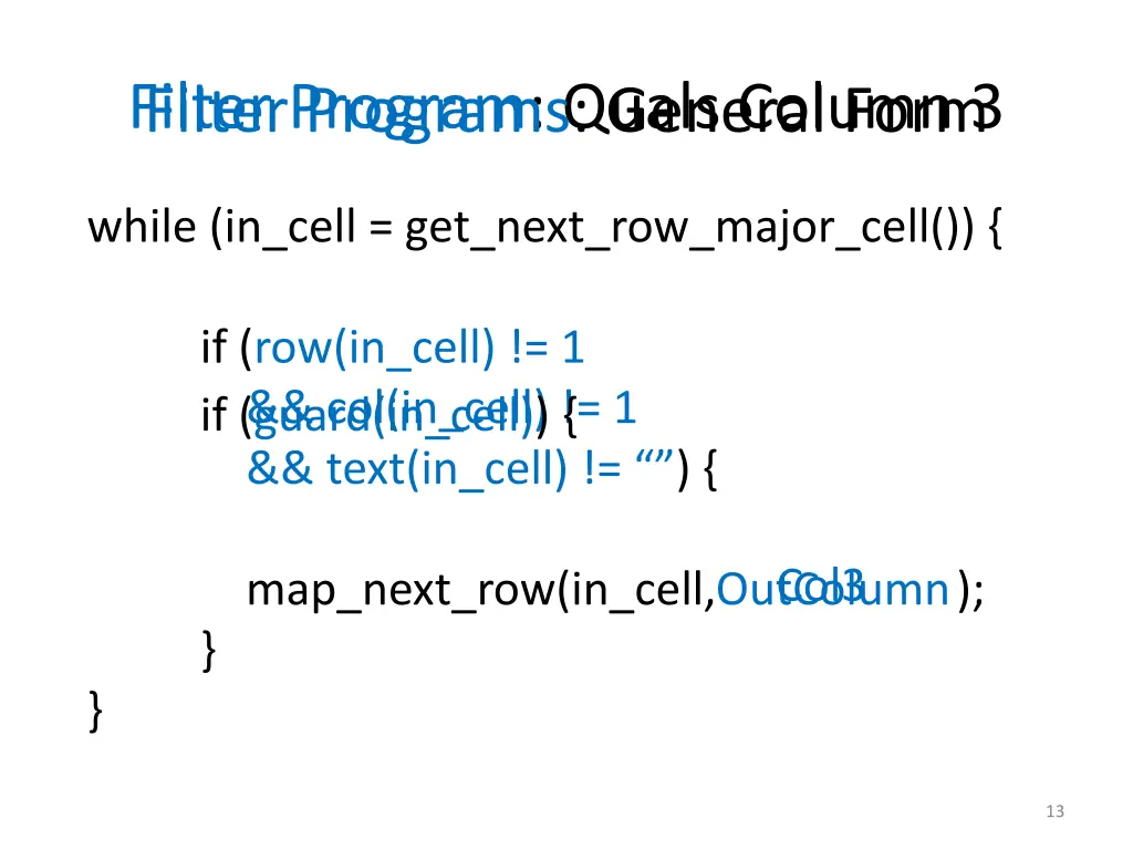 filter program quals column 3 filter programs