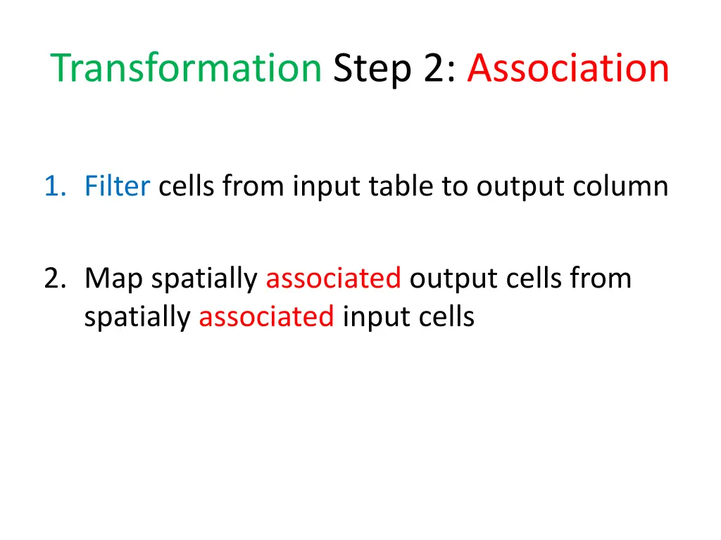 transformation step 2 association