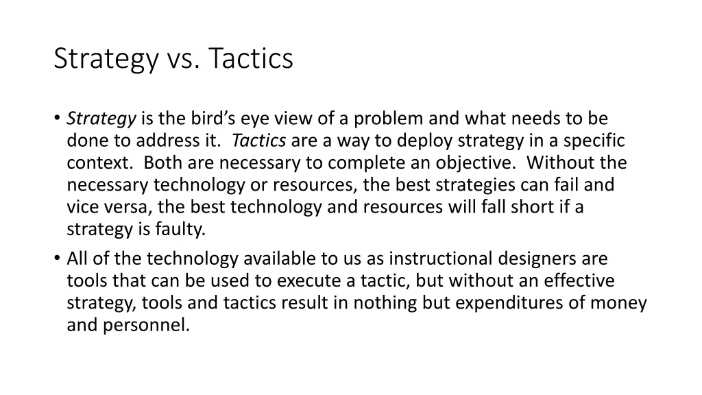 strategy vs tactics