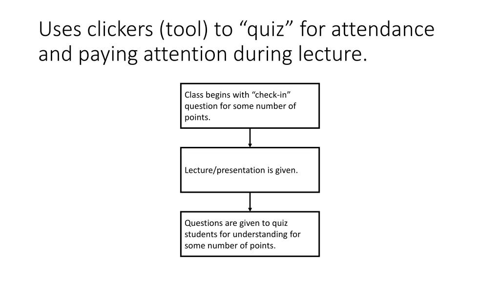 uses clickers tool to quiz for attendance