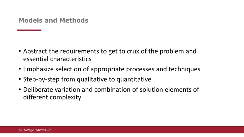 models and methods