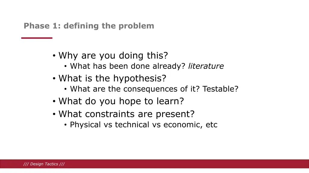 phase 1 defining the problem