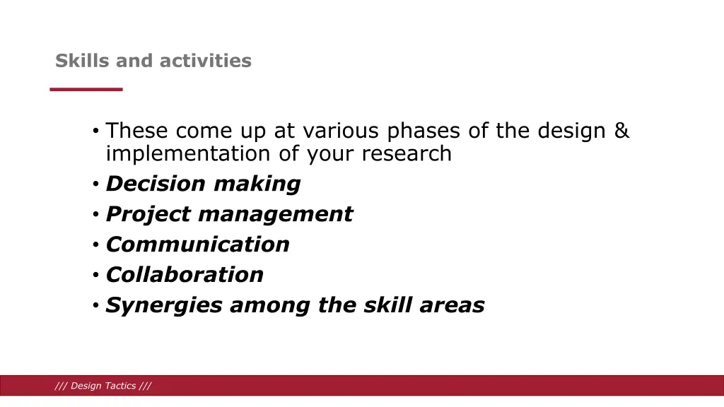 skills and activities