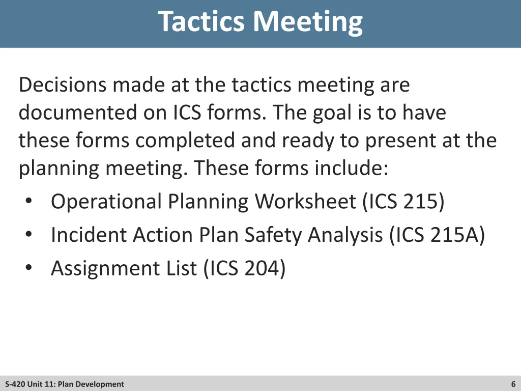 tactics meeting 1