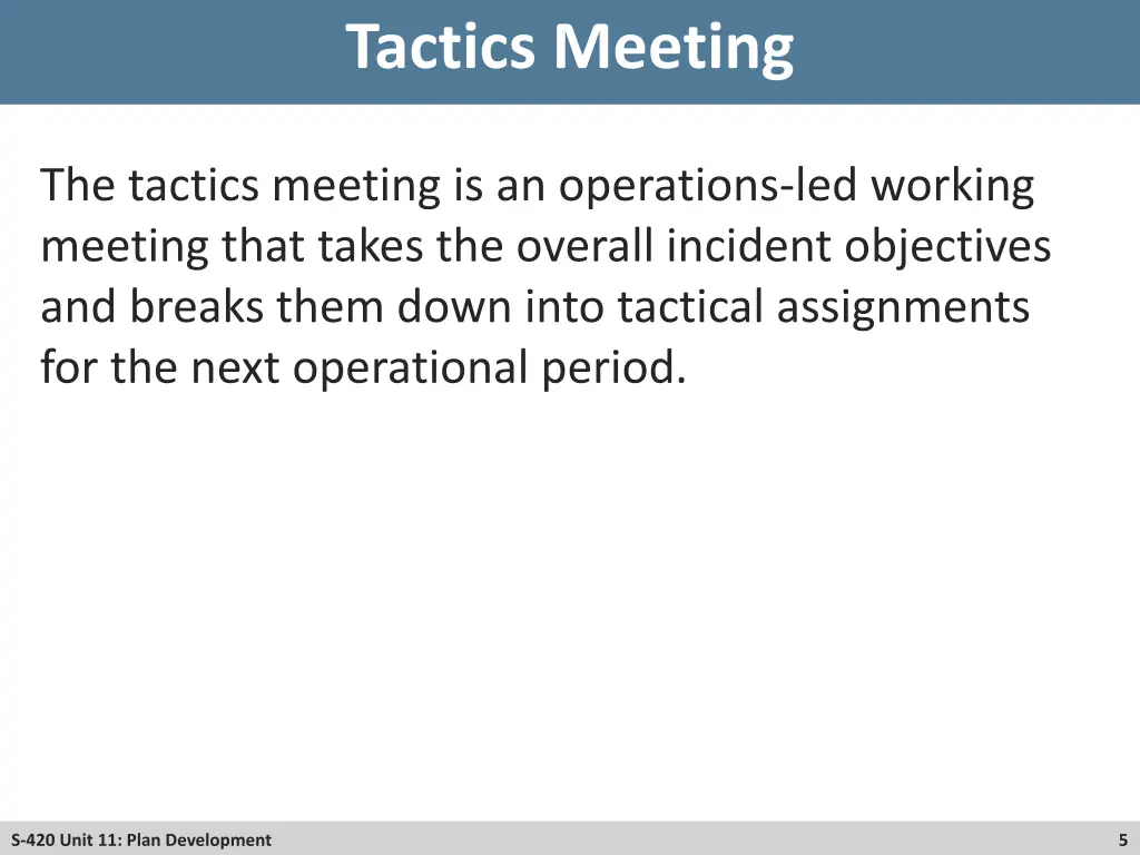 tactics meeting