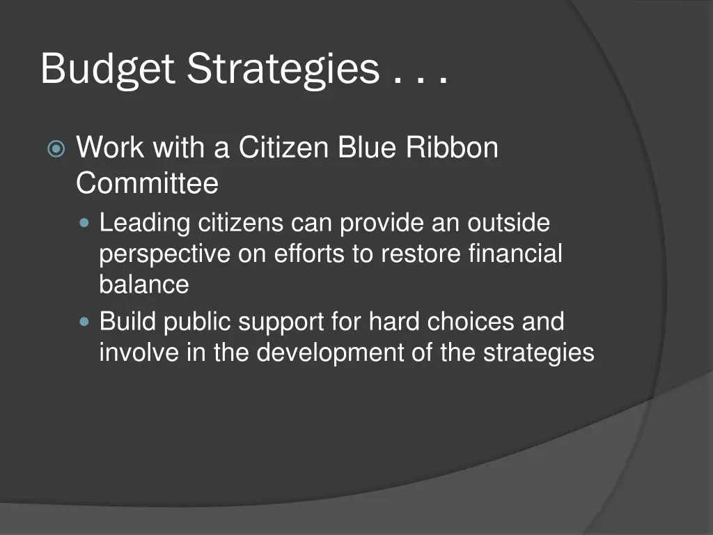 budget strategies 1