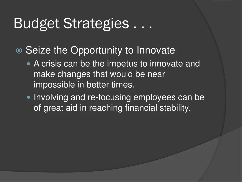 budget strategies 2