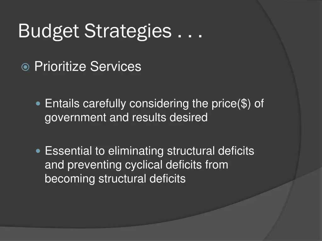 budget strategies