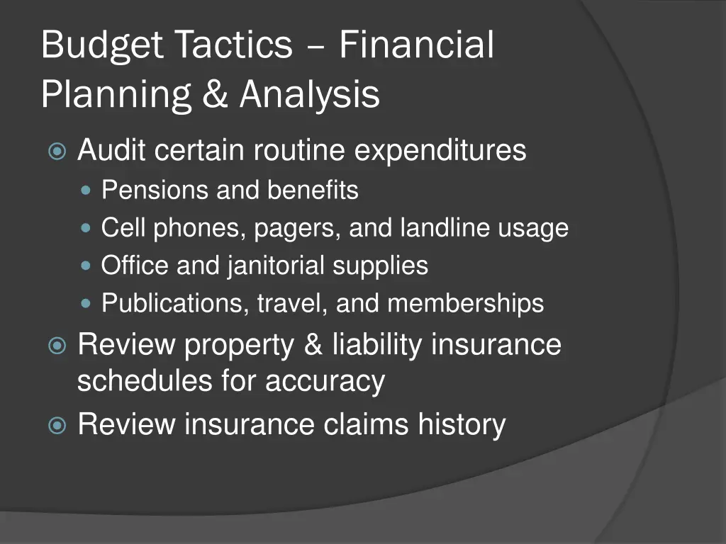 budget tactics financial planning analysis 1