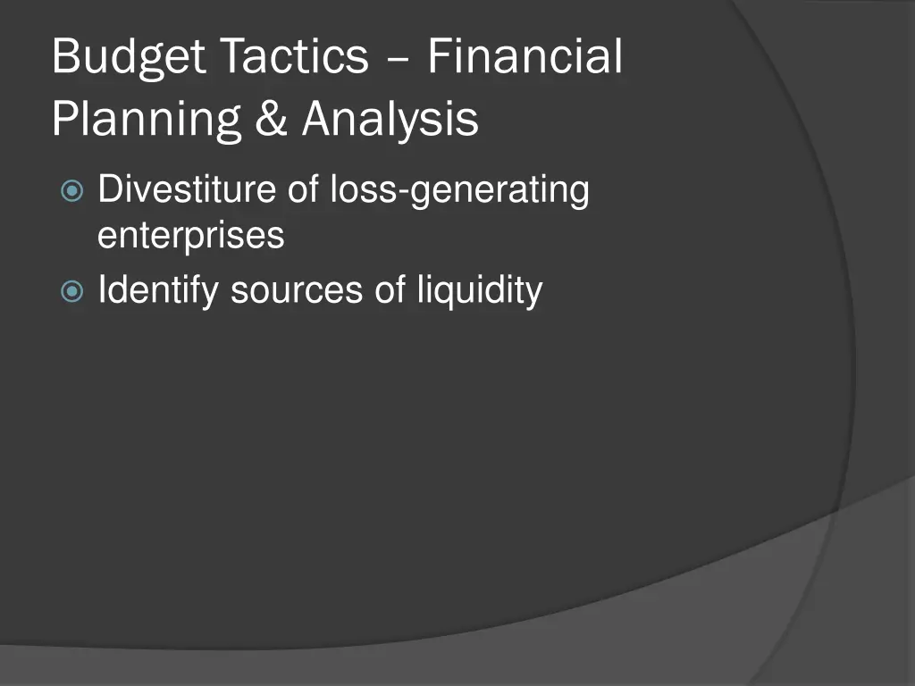 budget tactics financial planning analysis