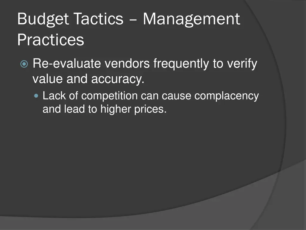 budget tactics management practices 2