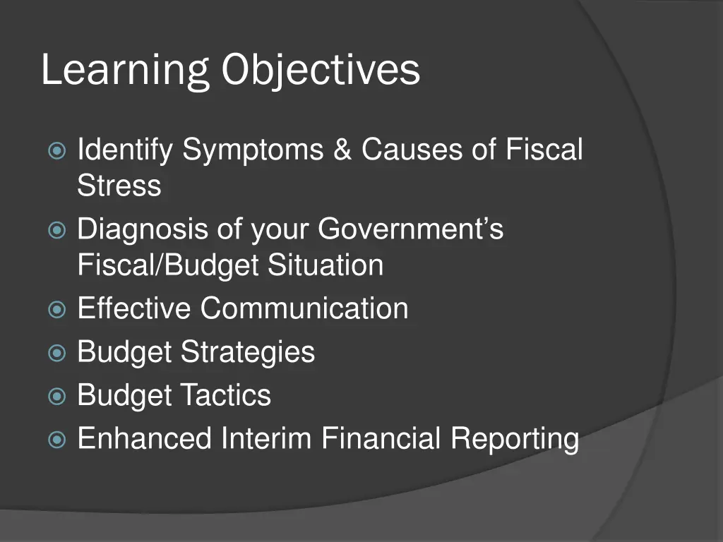 learning objectives