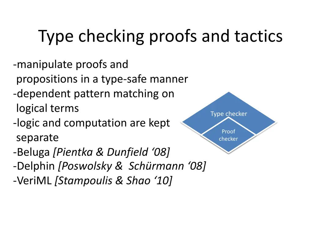 type checking proofs and tactics