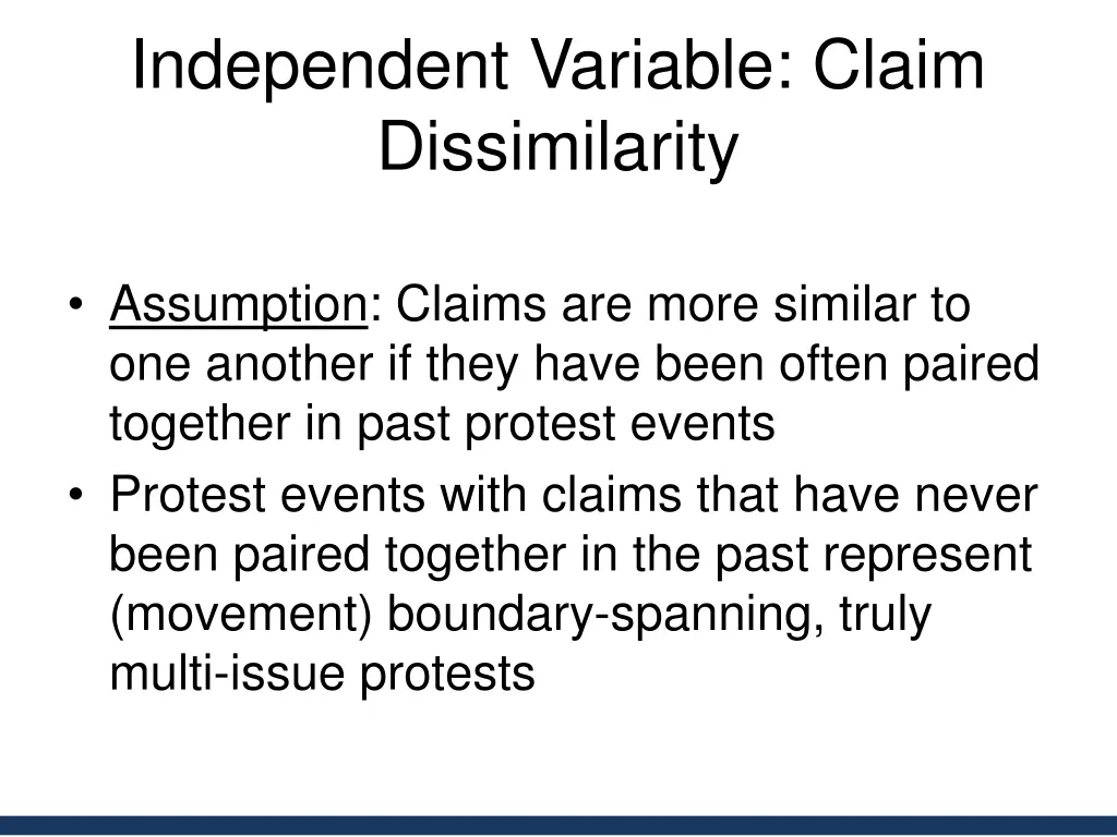 independent variable claim dissimilarity