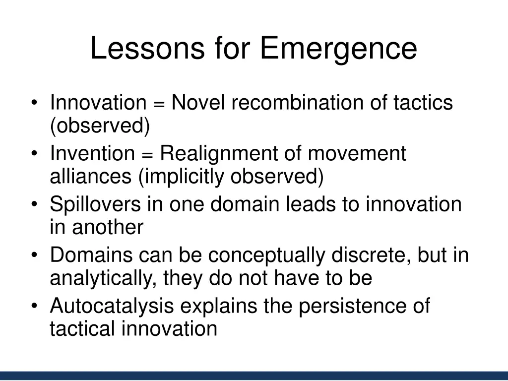 lessons for emergence