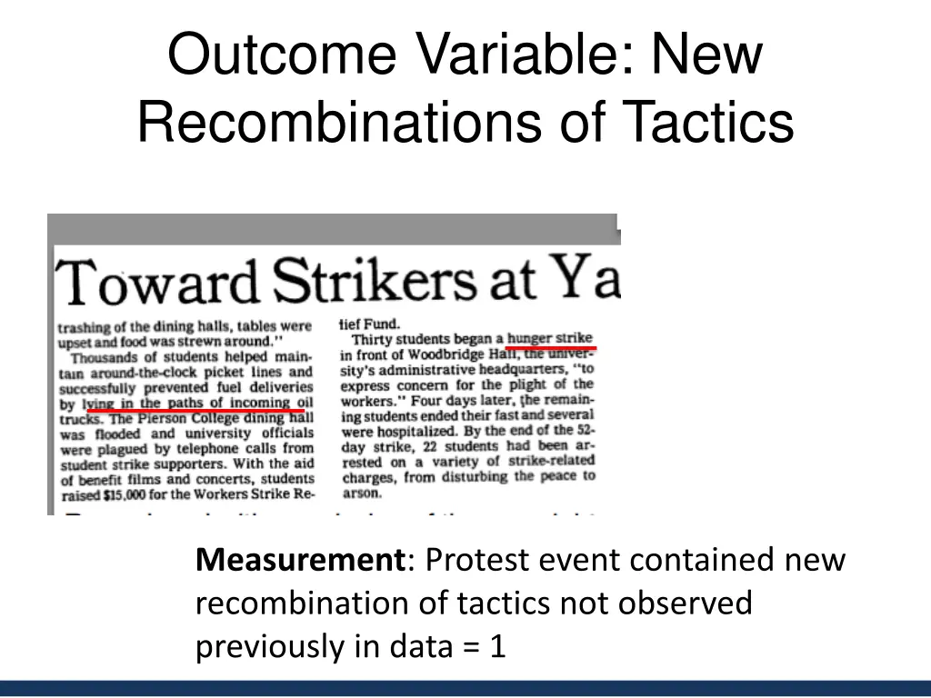 outcome variable new recombinations of tactics