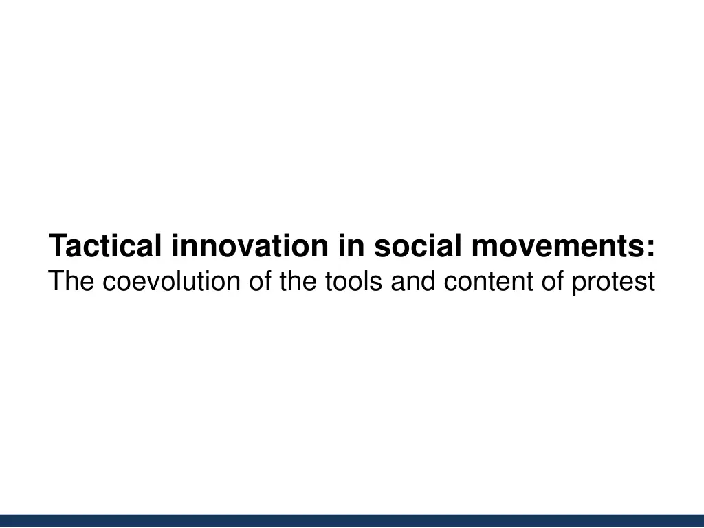 tactical innovation in social movements