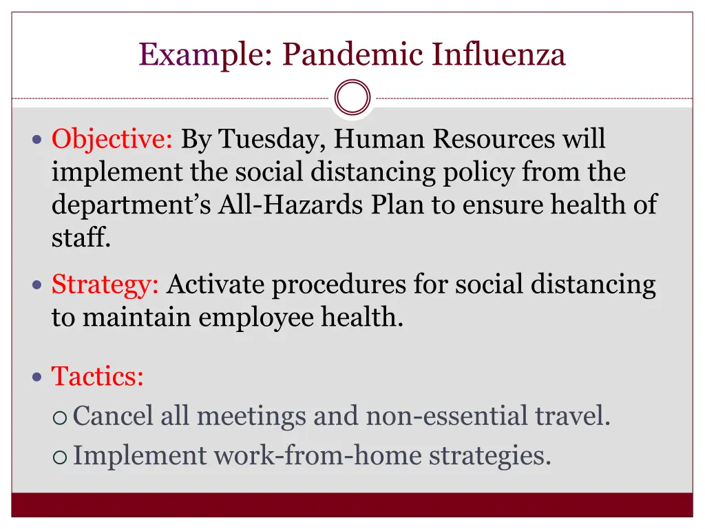 example pandemic influenza