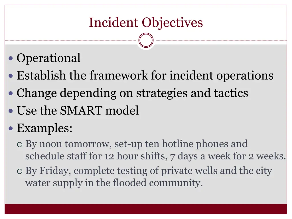 incident objectives