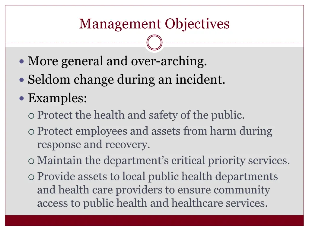 management objectives