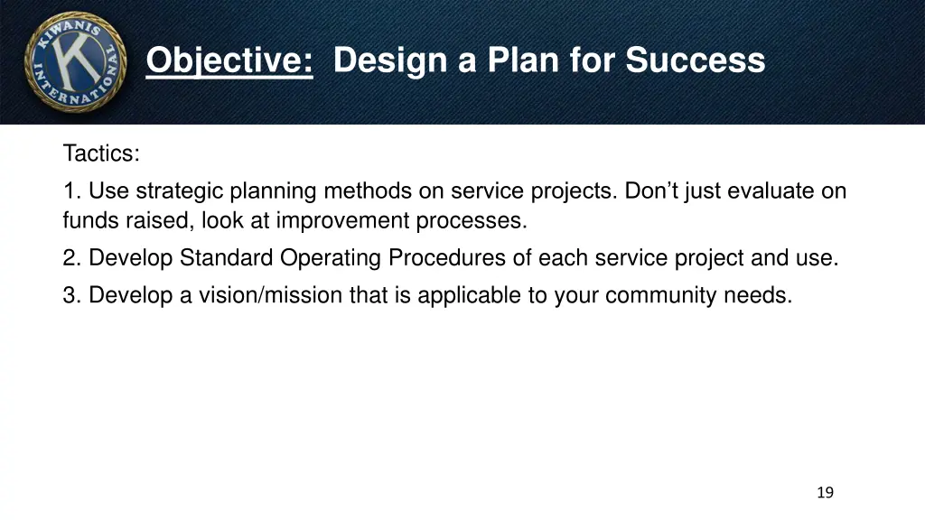 objective design a plan for success