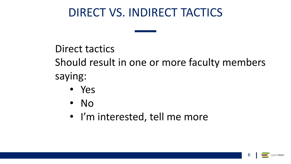 direct vs indirect tactics