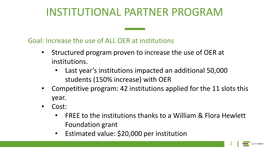 institutional partner program