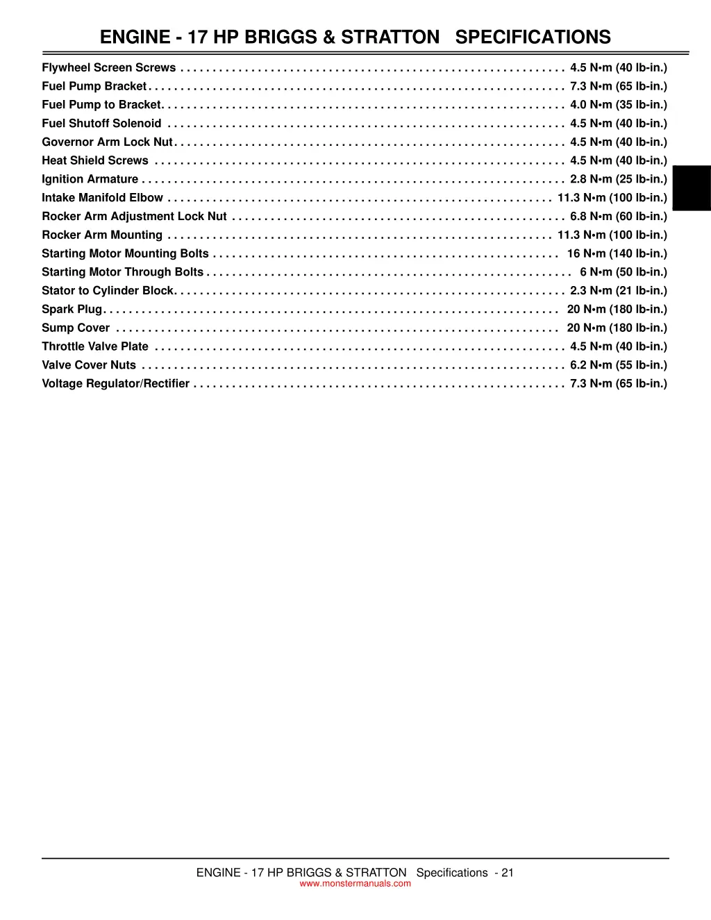 engine 17 hp briggs stratton specifications 2