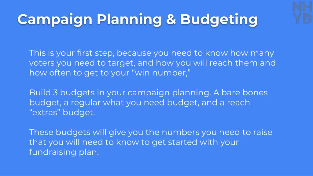 campaign planning budgeting