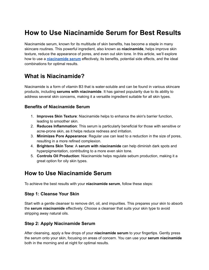 how to use niacinamide serum for best results