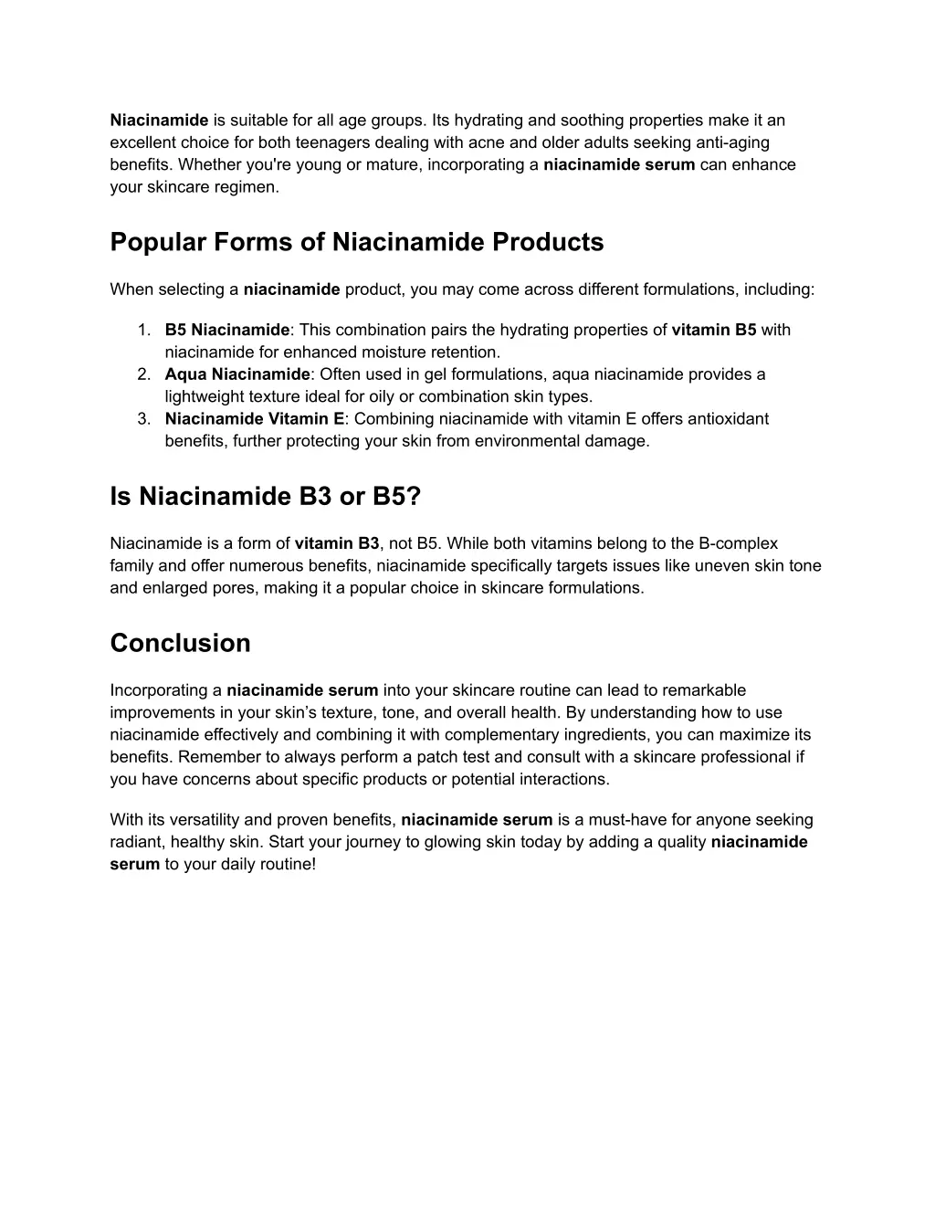 niacinamide is suitable for all age groups