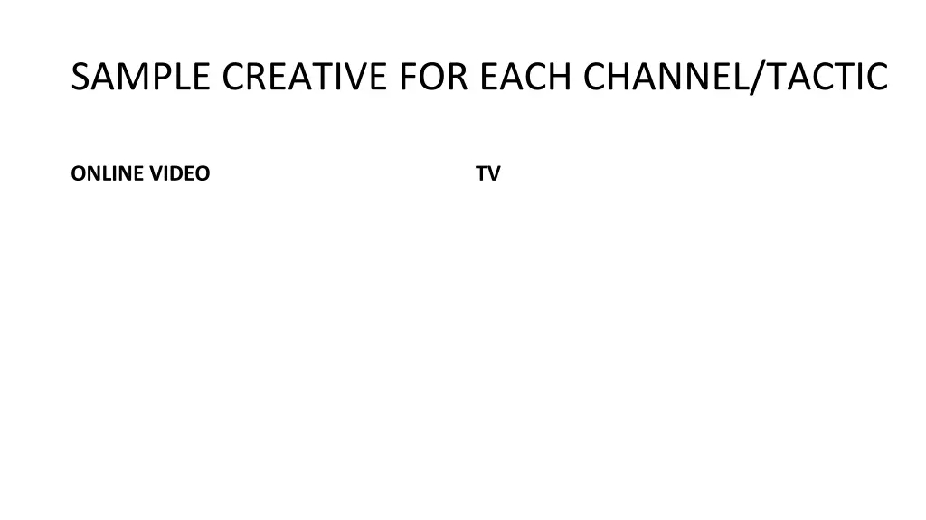 sample creative for each channel tactic 1