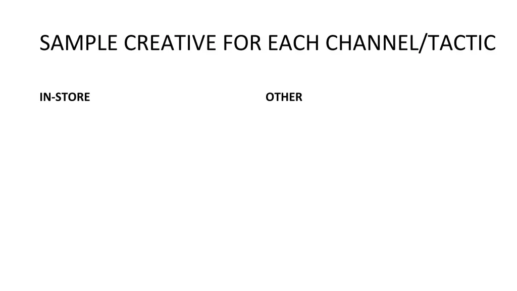 sample creative for each channel tactic 2