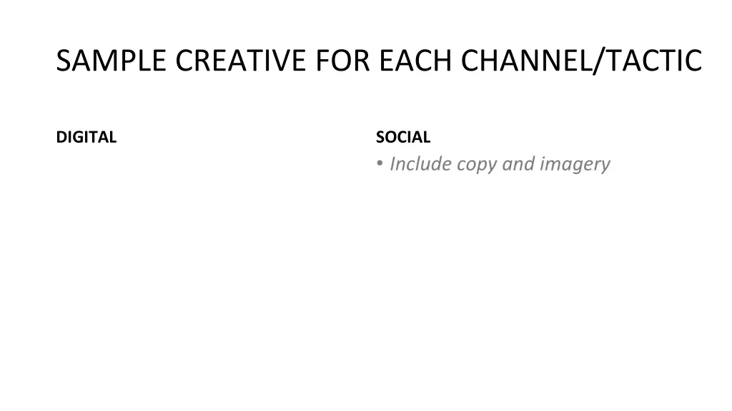 sample creative for each channel tactic