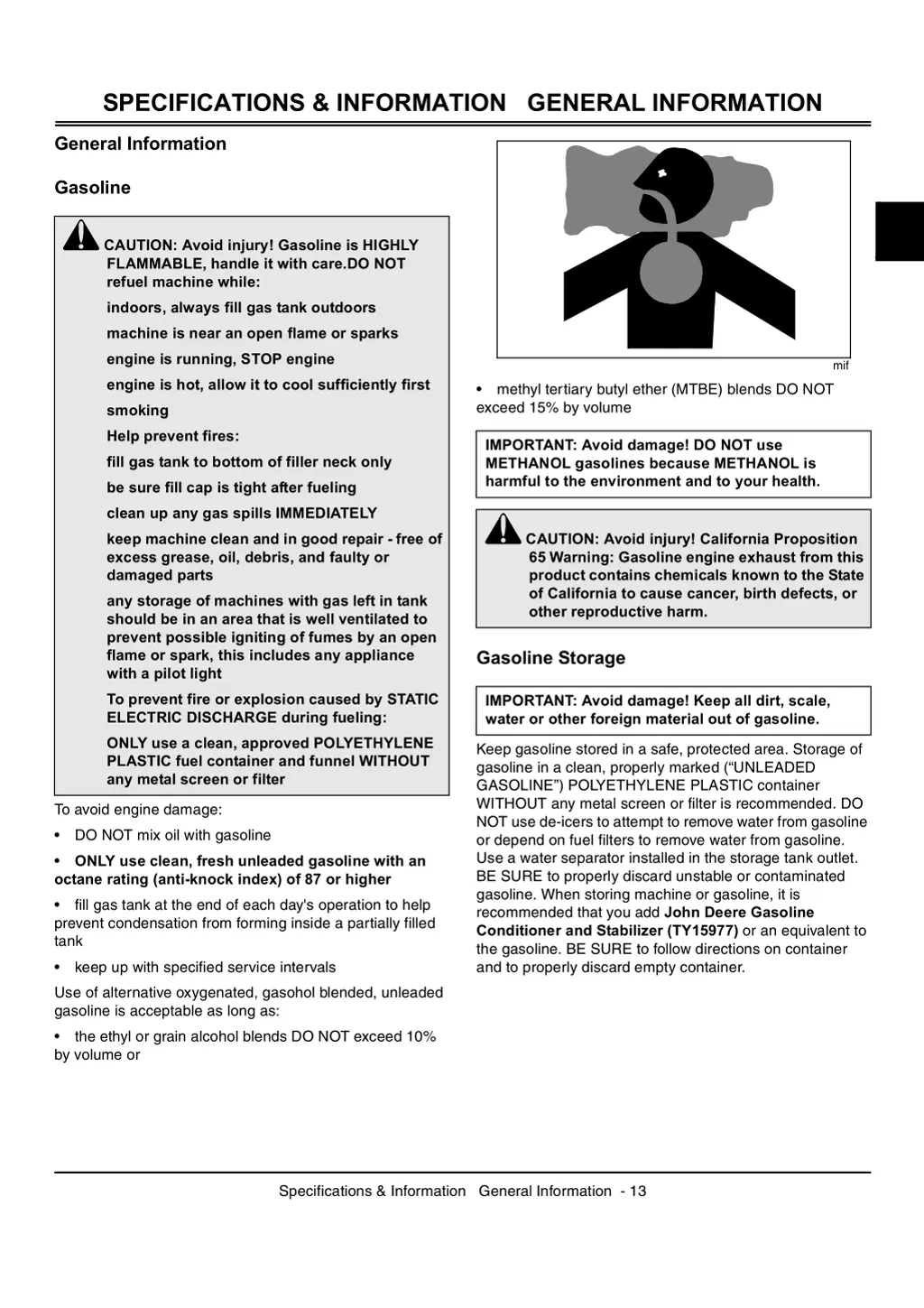 specifications information general information