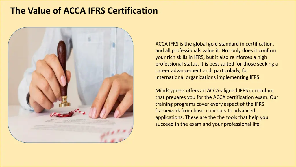 the value of acca ifrs certification