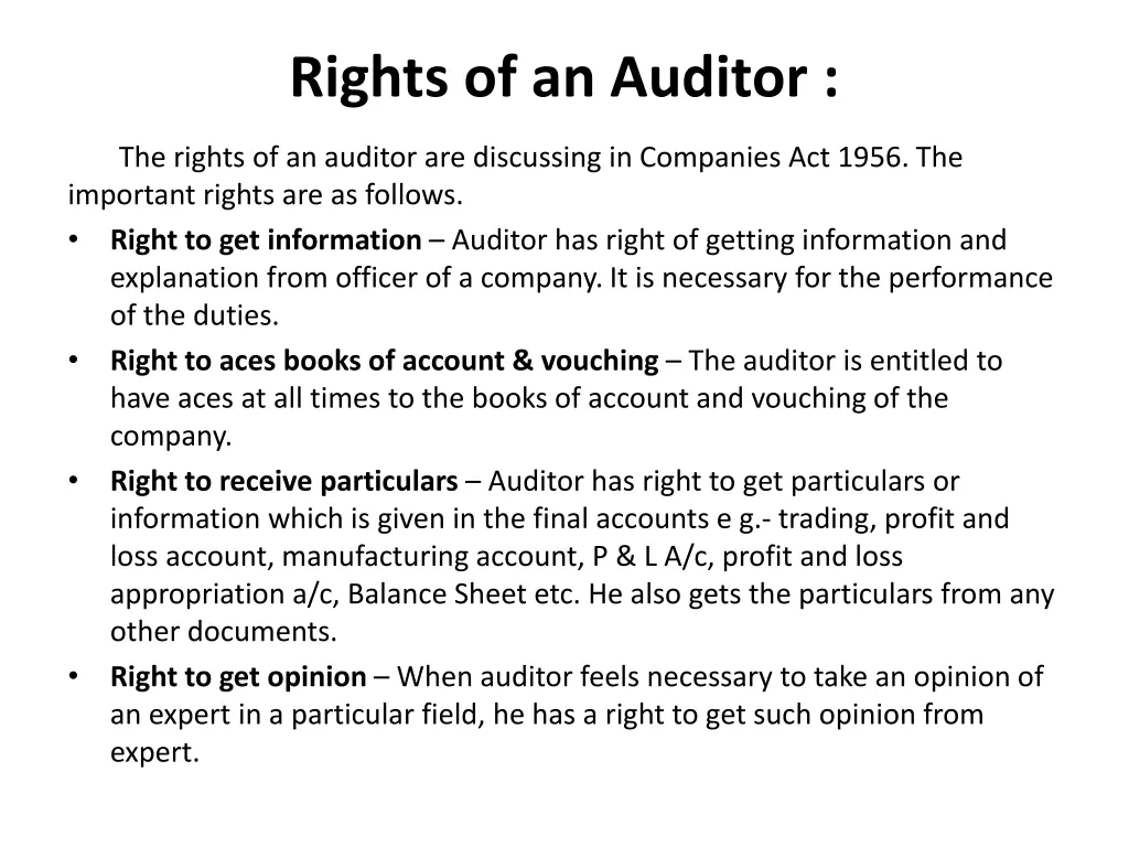 rights of an auditor