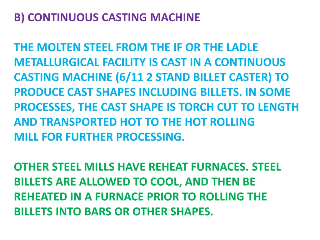 b continuous casting machine