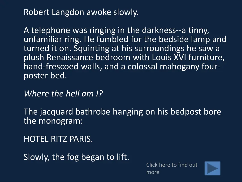 robert langdon awoke slowly