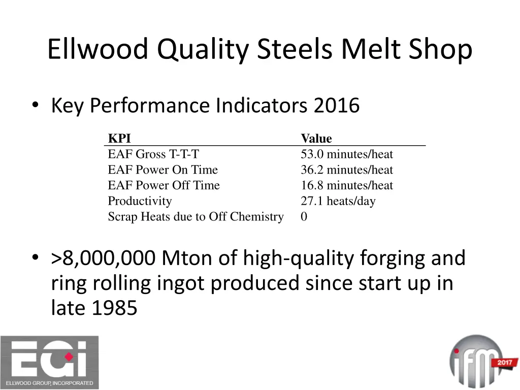 ellwood quality steels melt shop 1