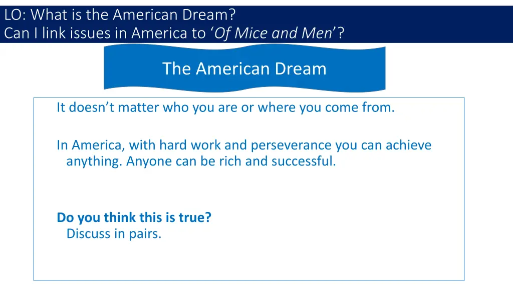 lo what is the american dream can i link issues 3