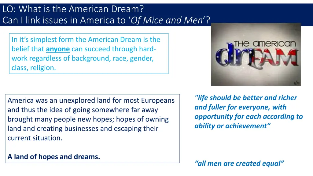 lo what is the american dream can i link issues 4