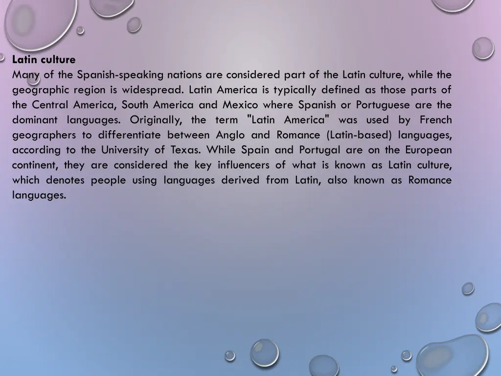 latin culture many of the spanish speaking