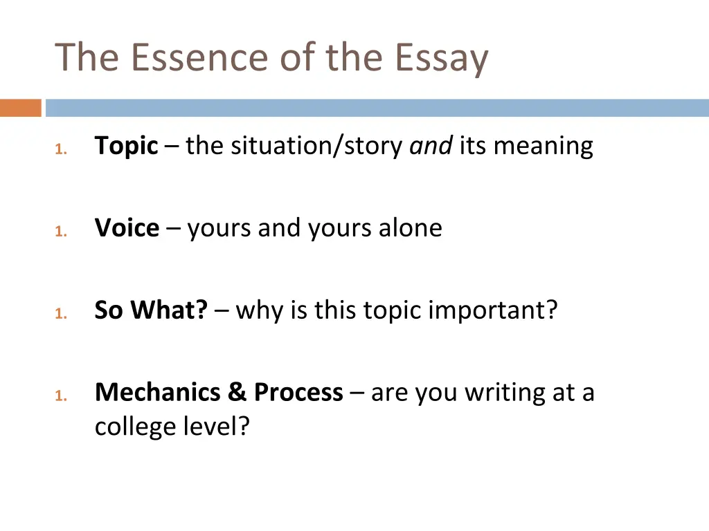 the essence of the essay