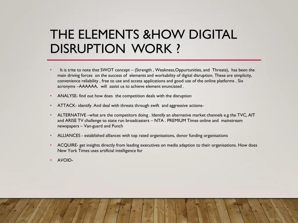 the elements how digital disruption work